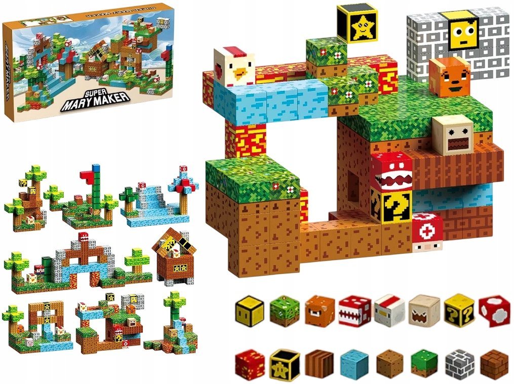 Klocki Magnetyczne Konstrukcyjne 3D Sześciany Bloki Kostki Pixele 100el