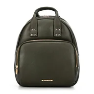 Torebki damskie - Damski plecak z ekoskóry i uchwytami zielony - miniaturka - grafika 1