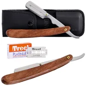 Brzytwy fryzjerskie - Brzytwa fryzjerska barberska do golenia cieniowania trymer uniwersalny na żyletki brązowa - miniaturka - grafika 1