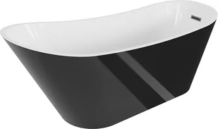 Mexen Alta wanna wolnostojąca 170 x 75 cm, biała/czarna, przelew gun metal szczotkowany - 52141707575-95 - Wanny - miniaturka - grafika 1