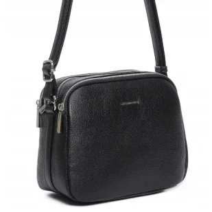 Damska Torebka Listonoszka LUIGISANTO Czarna Trzykomorowa z Paskiem - Torebki damskie Damska Torebka Listonoszka LUIGISANTO Czarna Trzykomorowa z Paskiem - Torebki damskie - miniaturka - grafika 1