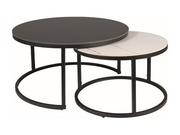 Ławy i stoliki kawowe - Stolik kawowy okrągły podwójny FERRANTE A czarno biała/czarny (zestaw) - miniaturka - grafika 1