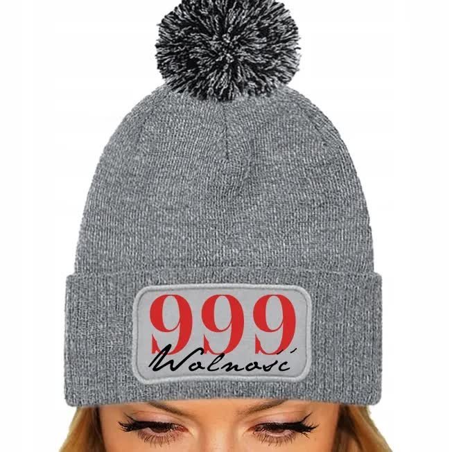 CZAPKA POMPON Bawełna ZIMOWA Szara 999 WOLNOŚĆ Znaczenie Numerów Wzory
