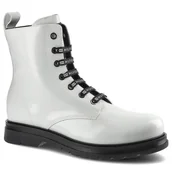 Botki damskie - Białe Botki Tommy Hilfiger Damskie Wygodne Obuwie - miniaturka - grafika 1