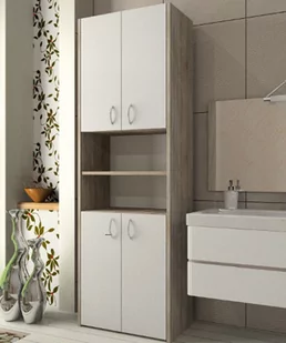 Słupek łazienkowy Adaś 4D sonoma/biel 56 cm - Szafki łazienkowe - miniaturka - grafika 1