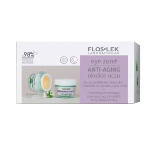 FLOS-LEK Zestaw Anti-Aging okolice oczu - Żel ze świetlikiem lekarskim i aloesem do powiek i pod oczy, 10g + Przeciwzmarszczkowy krem pod oczy, 15ml - >>> DARMOWA od 99zł <<< w 24h ! - Zestawy kosmetyków damskich - miniaturka - grafika 1