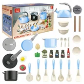 Zabawy w naśladowanie dorosłych - Garnki Dla Dzieci Duży Zestaw Kuchenny Czajnik Patelnia Łyżki Akcesoria - miniaturka - grafika 1