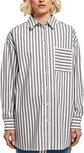 Urban Classics Damska koszulka oversize w paski, biała/ciemna, XL, Biały/ciemnoszare cienie, XL - Koszulki i topy damskie - miniaturka - grafika 1