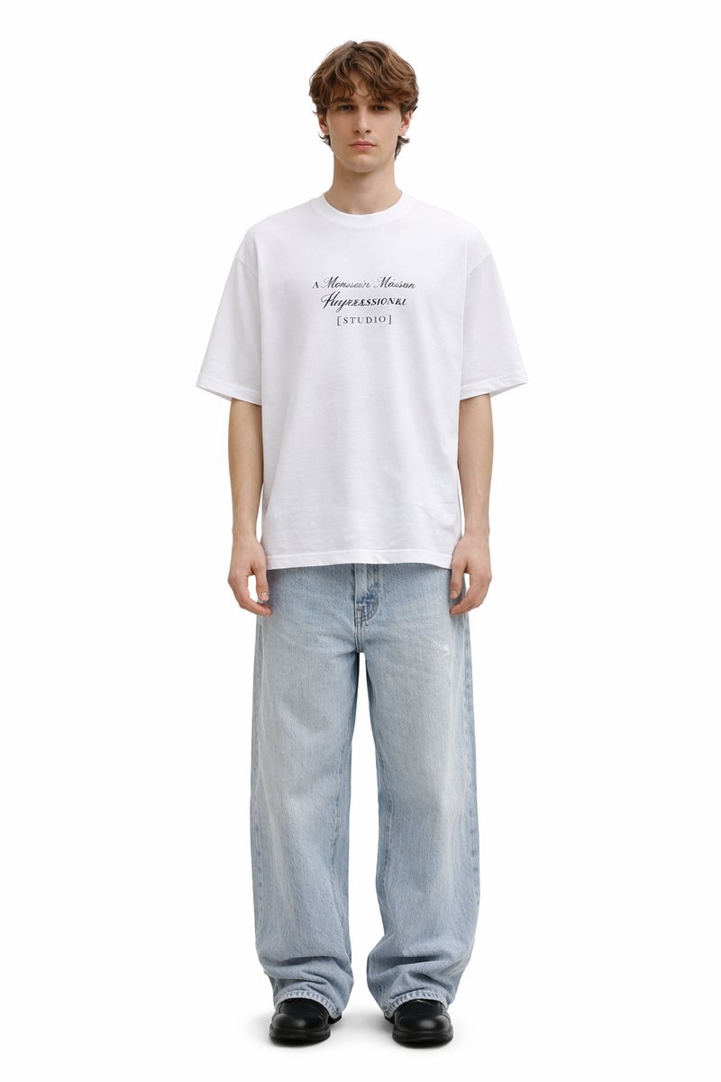 VETEMENTS BIAŁY T-SHIRT BAWEŁNIANY Z CZARNYM NAPISEM M I2D