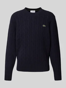 Sweter z dzianiny z naszywką z logo - Swetry męskie - miniaturka - grafika 1