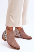 Botki damskie - Skórzane Botki Maciejka Z Cętkami 04091-55 Ciemnobeżowe-37 - miniaturka - grafika 1