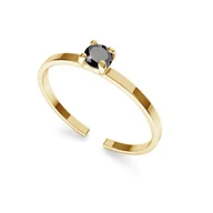 Pierścionki - Srebrny pierścionek z diamentem 3mm My RING™, srebro 925 : Srebro - kolor pokrycia - Pokrycie żółtym 18K złotem - miniaturka - grafika 1