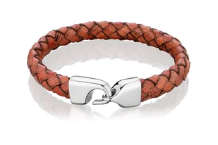 Brązowa bransoletka męska skórzana z zapięciem B-10 - Bransolety męskie - miniaturka - grafika 1