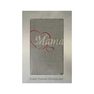 Ręczniki - Prezent dla mamy ręcznik 70x140 Mama szary jasny serduszka w pudełku na Dzień Matki - miniaturka - grafika 1