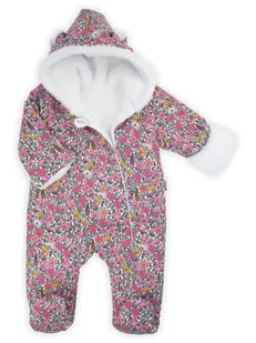 Niemowlęcy pajac dresowy z luną w kwiaty różowy Nicol,r.56 - Pajacyki dla niemowląt - miniaturka - grafika 1