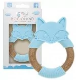 Bocioland, Gryzak drewniano - silikonowy Lisek, niebieski - Gryzaki dla dzieci - miniaturka - grafika 1