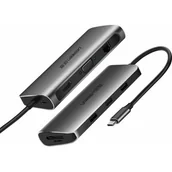 Adaptery i przejściówki - UGREEN Adapter hub 9w1 UGREEN USB-C do HDMI 4K, 3x USB 3.0, Typ-C PD, RJ45, SD, Micro SD, VGA UGR130 - miniaturka - grafika 1