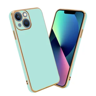 Pokrowiec Do Apple iPhone 14 Etui w Glossy Miętowa Zielona - Złoto TPU Silikonowe Obudowa Case Cover Cadorabo - Etui i futerały do telefonów - miniaturka - grafika 1