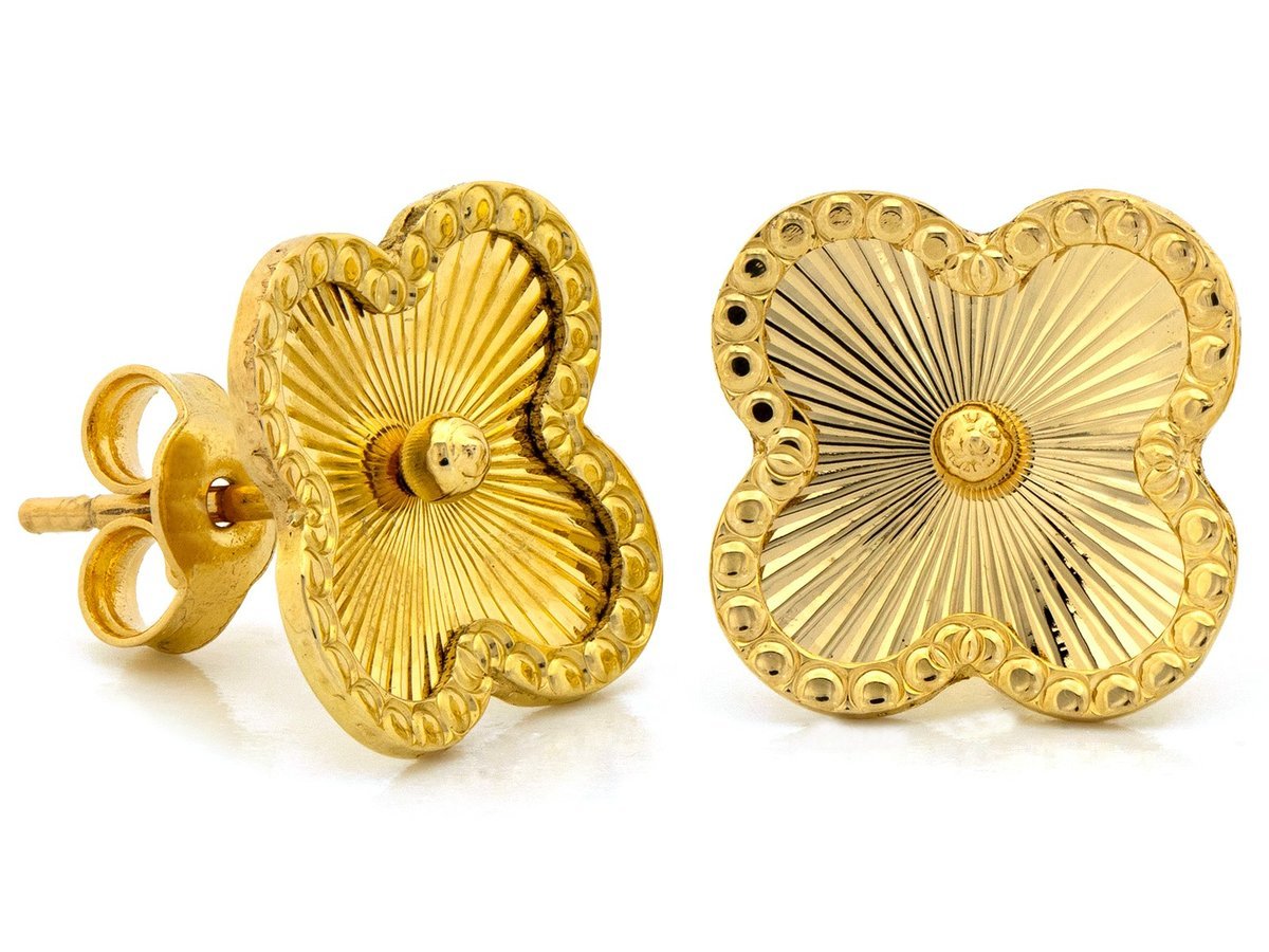 Kolczyki złote 585 kwiatek koniczynka na sztyfcie 1.73g