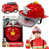 Samochody i pojazdy dla dzieci - KASK STRAŻACKI ŚWIATŁO, DŹWIĘK + AUTKO STRAŻ - miniaturka - grafika 1