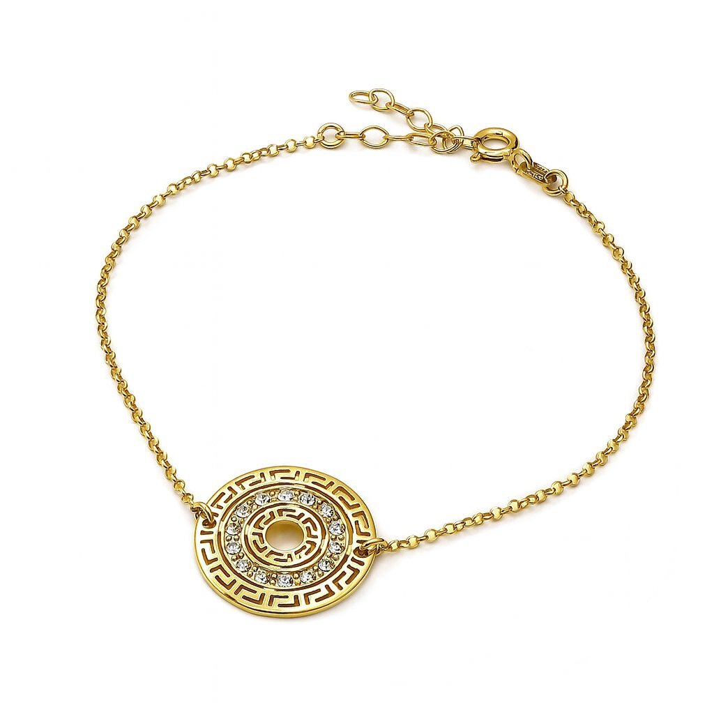 Bransoletka srebrna 925 pozłacana złota grecki wzór z cyrkoniami