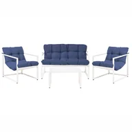 Meble ogrodowe - Beliani zestaw ogrodowy ze stolikiem dla 4 osób GARDA Metal Niebieski - miniaturka - grafika 1
