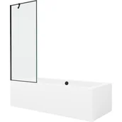 Wanny - Mexen Cube wanna prostokątna 180 x 80 cm z obudową i parawanem 1-skrzydłowym 70 cm, czarny wzór - miniaturka - grafika 1