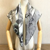 Apaszki i szaliki damskie - SZAL SZALIK jedwab Apaszka chusta niebieska błękitna - miniaturka - grafika 1