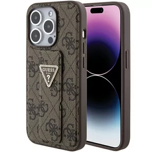 Guess GUHCP15LPGS4TDW iPhone 15 Pro 6.1" brązowy/brown hardcase Grip Stand 4G Triangle Strass - Etui i futerały do telefonów - miniaturka - grafika 1