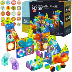 Klocki Magnetyczne Konstrukcyjne Edukacyjne Świecący Tor Puzzle 75El - Klocki - miniaturka - grafika 1