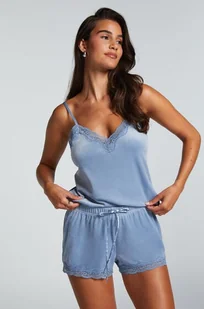 Hunkemöller Szorty z aksamitnej koronki Niebieski - Bielizna nocna - miniaturka - grafika 1