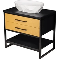 Szafki łazienkowe - Szafka stojąca z białą umywalką kolor czarno złoty loft 80 cm seria New York - miniaturka - grafika 1