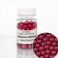 Dodatki do ciast w proszku - Posypka cukrowa PEREŁKI PERŁOWE RÓŻOWE CIEMNE 7 mm Sweet Decor, 40 g - miniaturka - grafika 1