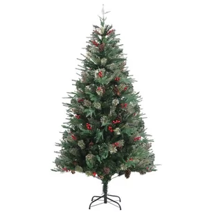 vidaXL Choinka z szyszkami zielona 195 cm PVC i PE 340527 - Choinki - miniaturka - grafika 1