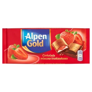 Kraft Czekolada mleczna truskawkowa Alpen Gold 90g - Czekolada - miniaturka - grafika 1
