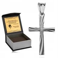Biżuteria dla dzieci - SREBRNY KOMUNIJNY KRZYŻYK DIAMENTOWANY PR. 925 RODOWANY KRZYŻ NA PREZENT - miniaturka - grafika 1