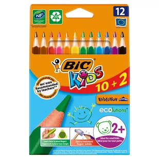 BIC  - Kredki ołówkowe Kids Evolution Triangle ECOlutions 10 + 2 szt. - Przybory szkolne - miniaturka - grafika 1