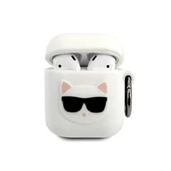 Akcesoria do słuchawek - Karl Lagerfeld Karl Lagerfeld KLACA2SILCHWH AirPods cover biały/white Silicone Choupette KLD481WHT - miniaturka - grafika 1