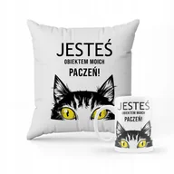 Gadżety dla niej i dla niego - ZESTAW PODUSZKA + KUBEK Prezent Kot Dla Kociary Jesteś Obiektem Patrzeń - miniaturka - grafika 1