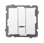 Wyłączniki światła i elektryczne - LEDart potrójny z podświetleniem pomarańczowym, Ospel AS ŁP-13GS/m/00, bez ramki, kolor biały - miniaturka - grafika 1