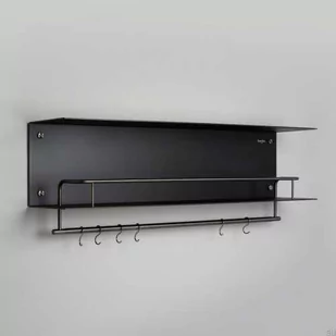 Półka z wieszakami Hanger Shelf Czarna z gun metal - Półki do salonu - miniaturka - grafika 1