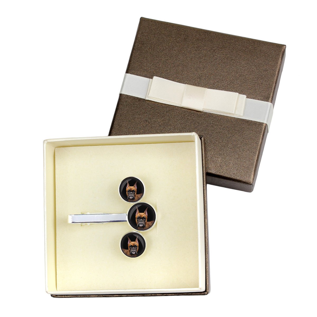 Bokser, Boxer III - spinki do mankietów i krawata twoje foto, ozdoba garnituru, męska biżuteria marki Art-Dog