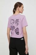 Koszulki sportowe damskie - The North Face t-shirt bawełniany damski kolor fioletowy NF0A880NPO21 - miniaturka - grafika 1