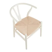 Krzesła - Krzesło Bonbon biało naturalne rattanowo jesionowe do sypialni - miniaturka - grafika 1