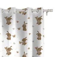 Firany i zasłony dla dzieci - Zasłona dla dzieci BUNNY BLISS wzór D254 | zajączki w motylkach 150 x 150 cm tkanina standard - miniaturka - grafika 1