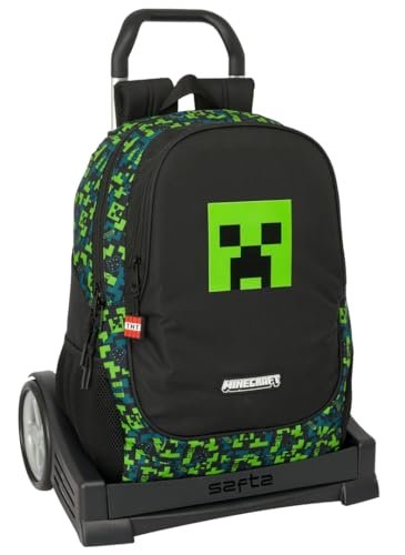 Safta MINECRAFT TNT Plecak szkolny, ergonomiczny plecy, z wózkiem Evolution, idealny dla dzieci w różnym wieku, wygodny i wszechstronny, jakość i wytrzymałość, 32 x 16 x 44 cm, Biały, M, Casual