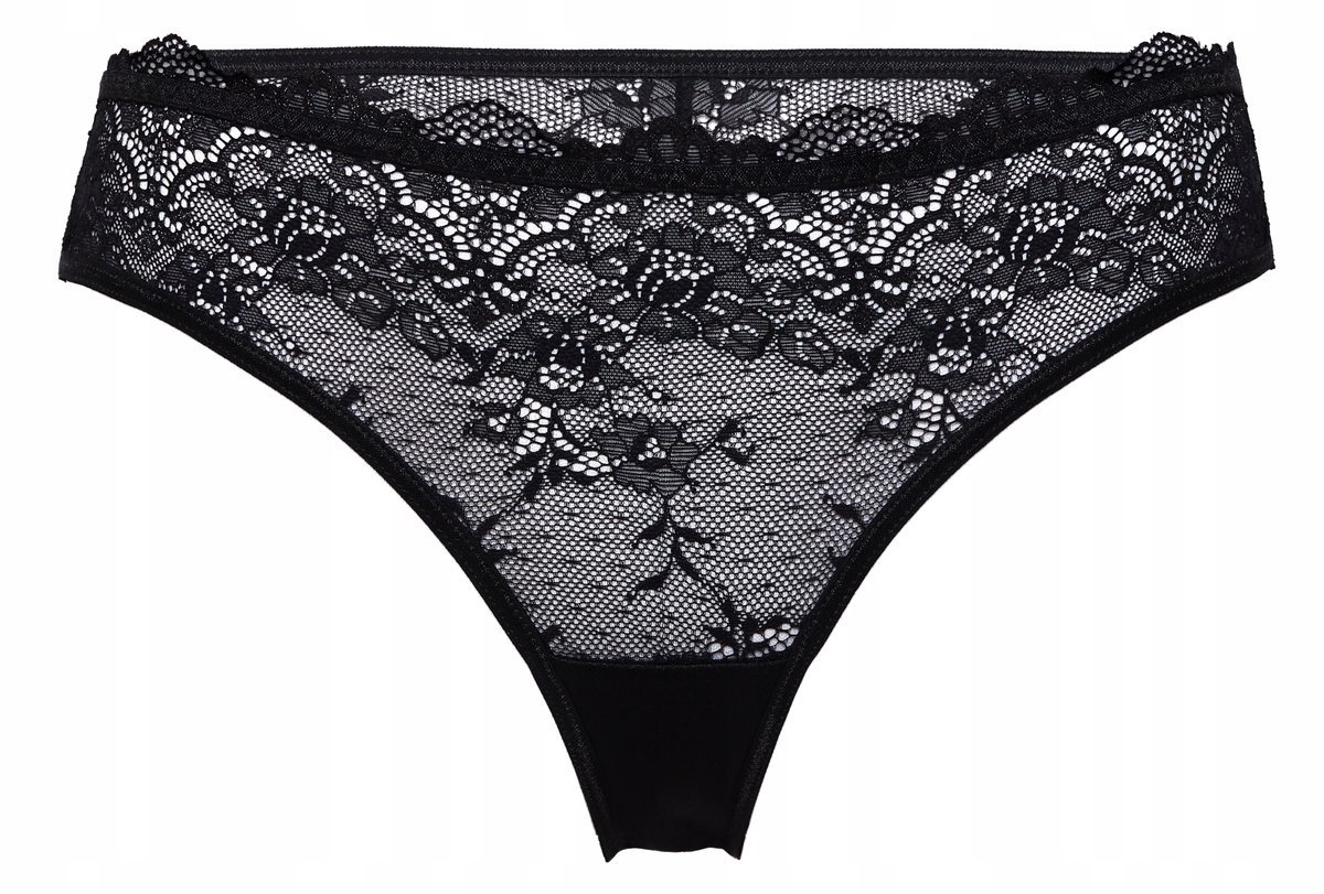 RÓŻA Mela Figi damskie koronkowe CZARNE r. M