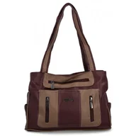Torebki damskie - Torebka Damska Shopper Bag firmy Hernan 3892-1 Bordowa/Ziemista - miniaturka - grafika 1