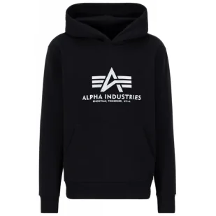 Bluza z kapturem Alpha Industries Basic Carbon 146343 423 - Czarna/Srebrna  M - Odzież taktyczna i umundurowanie - miniaturka - grafika 1