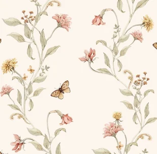 Tapeta w Kwiaty Flower Story Beżowa - Tapety - miniaturka - grafika 1